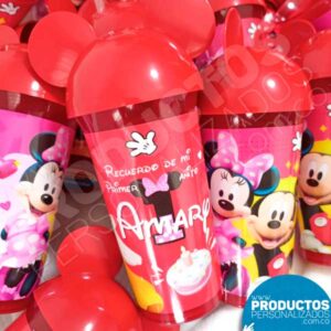 Vaso pitillos Personalizados (Mickey - Minnie) (Venta mínima 12 unidades)