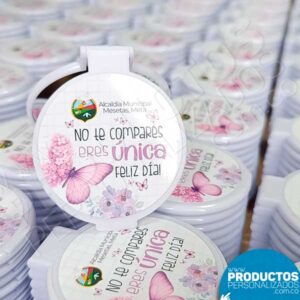 Espejos de Bolsillo con Tapa Plástica - 6 cms de diámetro - Personalizados para Mujer (Venta mínima 6 unidades)
